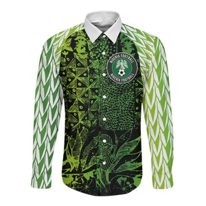 Nigeria National Football Custom Long Sleeve Button Shirt Super Eagles-Shoulders Sleeves Armor - African Pride