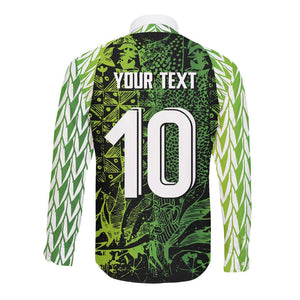 Nigeria National Football Custom Long Sleeve Button Shirt Super Eagles-Shoulders Sleeves Armor - African Pride