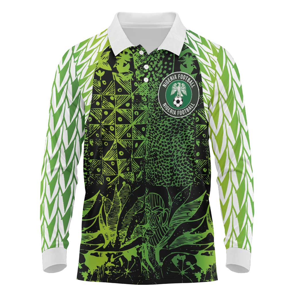Nigeria National Football Custom Long Sleeve Polo Shirt Super Eagles-Shoulders Sleeves Armor - African Pride