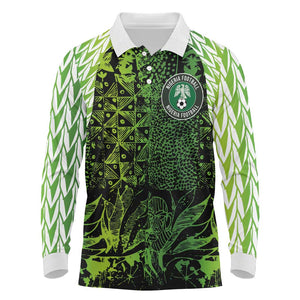 Nigeria National Football Custom Long Sleeve Polo Shirt Super Eagles-Shoulders Sleeves Armor - African Pride