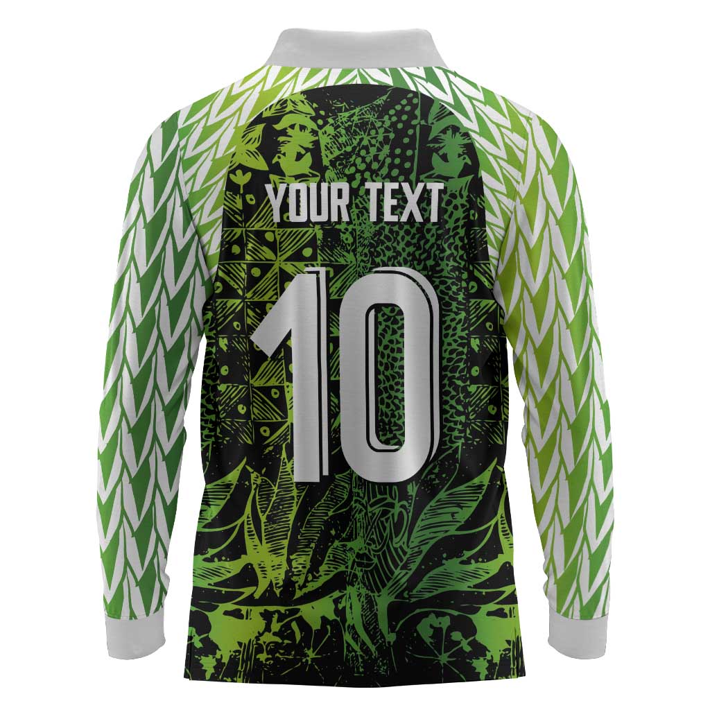 Nigeria National Football Custom Long Sleeve Polo Shirt Super Eagles-Shoulders Sleeves Armor - African Pride