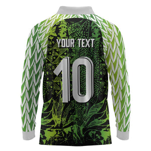 Nigeria National Football Custom Long Sleeve Polo Shirt Super Eagles-Shoulders Sleeves Armor - African Pride