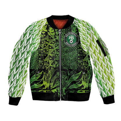 Nigeria National Football Custom Sleeve Zip Bomber Jacket Super Eagles-Shoulders Sleeves Armor - African Pride