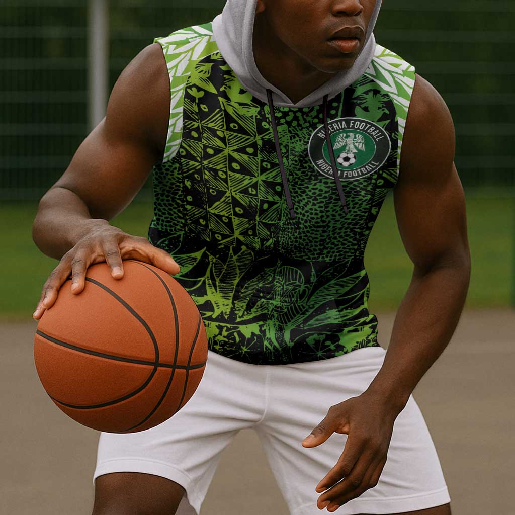 Nigeria National Football Custom Sleeveless Hoodie Super Eagles-Shoulders Sleeves Armor - African Pride
