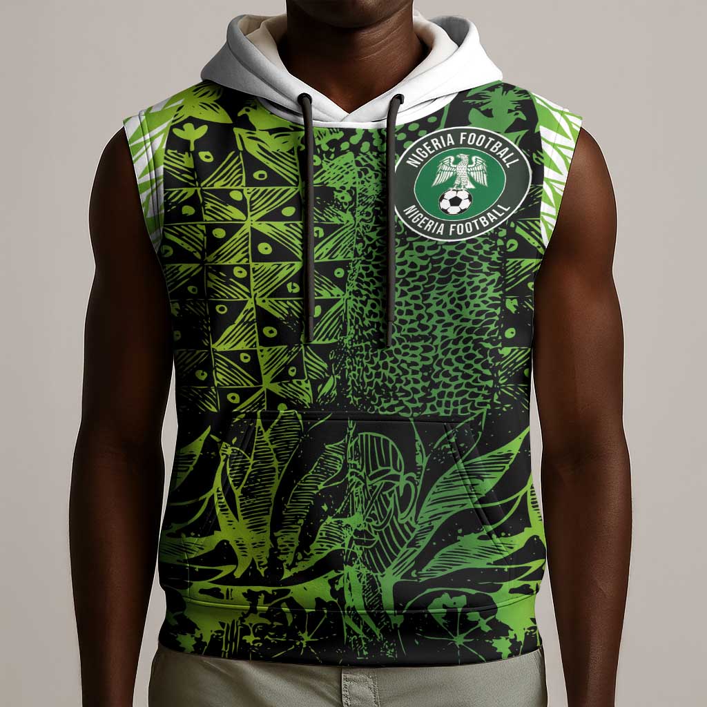 Nigeria National Football Custom Sleeveless Hoodie Super Eagles-Shoulders Sleeves Armor - African Pride