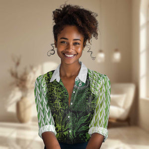 Nigeria National Football Custom Women Casual Shirt Super Eagles-Shoulders Sleeves Armor - African Pride