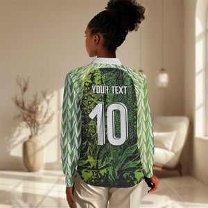 Nigeria National Football Custom Women Casual Shirt Super Eagles-Shoulders Sleeves Armor - African Pride