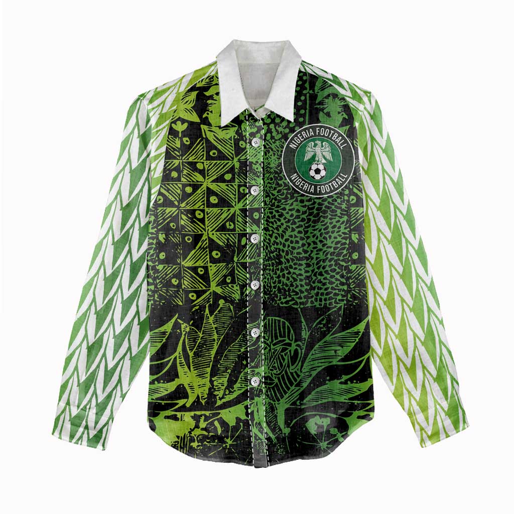 Nigeria National Football Custom Women Casual Shirt Super Eagles-Shoulders Sleeves Armor - African Pride