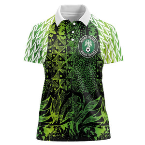 Nigeria National Football Custom Women Polo Shirt Super Eagles-Shoulders Sleeves Armor - African Pride
