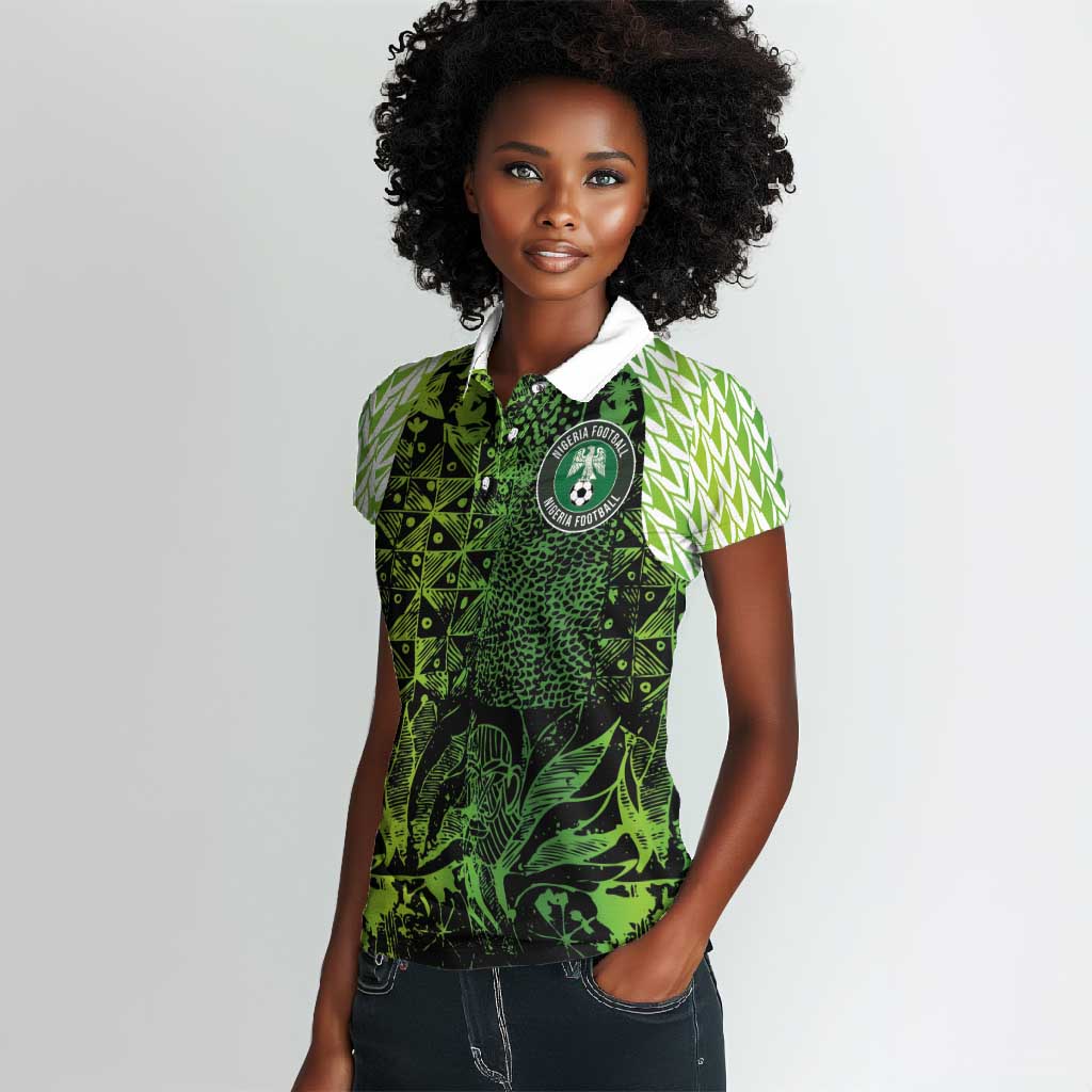 Nigeria National Football Custom Women Polo Shirt Super Eagles-Shoulders Sleeves Armor - African Pride