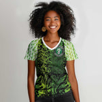 Nigeria National Football Custom Women V-Neck T-Shirt Super Eagles-Shoulders Sleeves Armor - African Pride