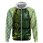 Nigeria National Football Custom Zip Hoodie Super Eagles-Shoulders Sleeves Armor - African Pride