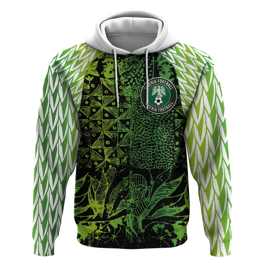 Nigeria National Football Custom Zip Hoodie Super Eagles-Shoulders Sleeves Armor - African Pride