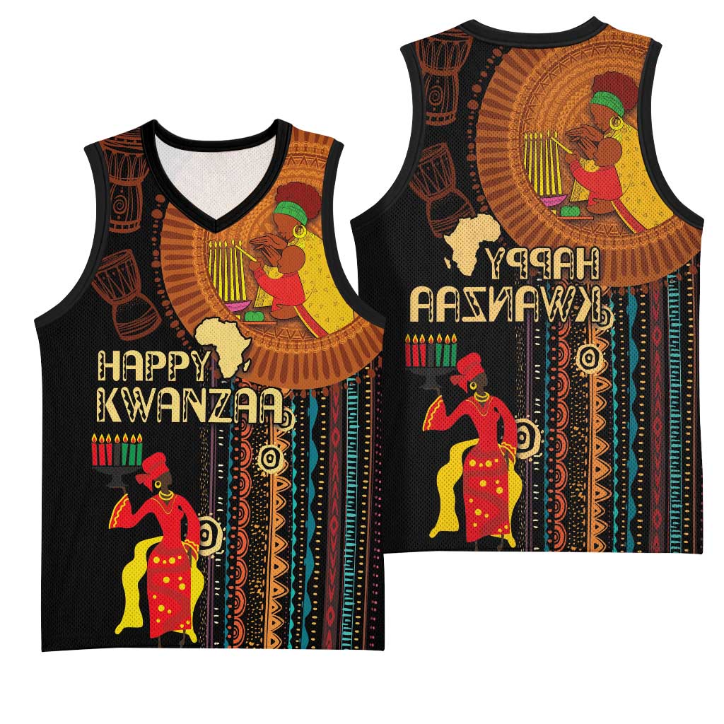 Happy Kwanzaa African Basketball Jersey - Tribal Pattern - African Pride