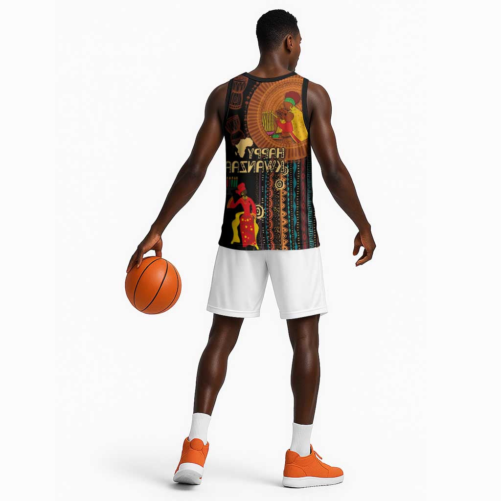 Happy Kwanzaa African Basketball Jersey - Tribal Pattern - African Pride