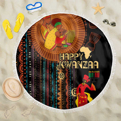 Happy Kwanzaa African Beach Blanket - Tribal Pattern