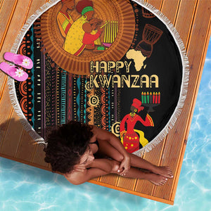 Happy Kwanzaa African Beach Blanket - Tribal Pattern
