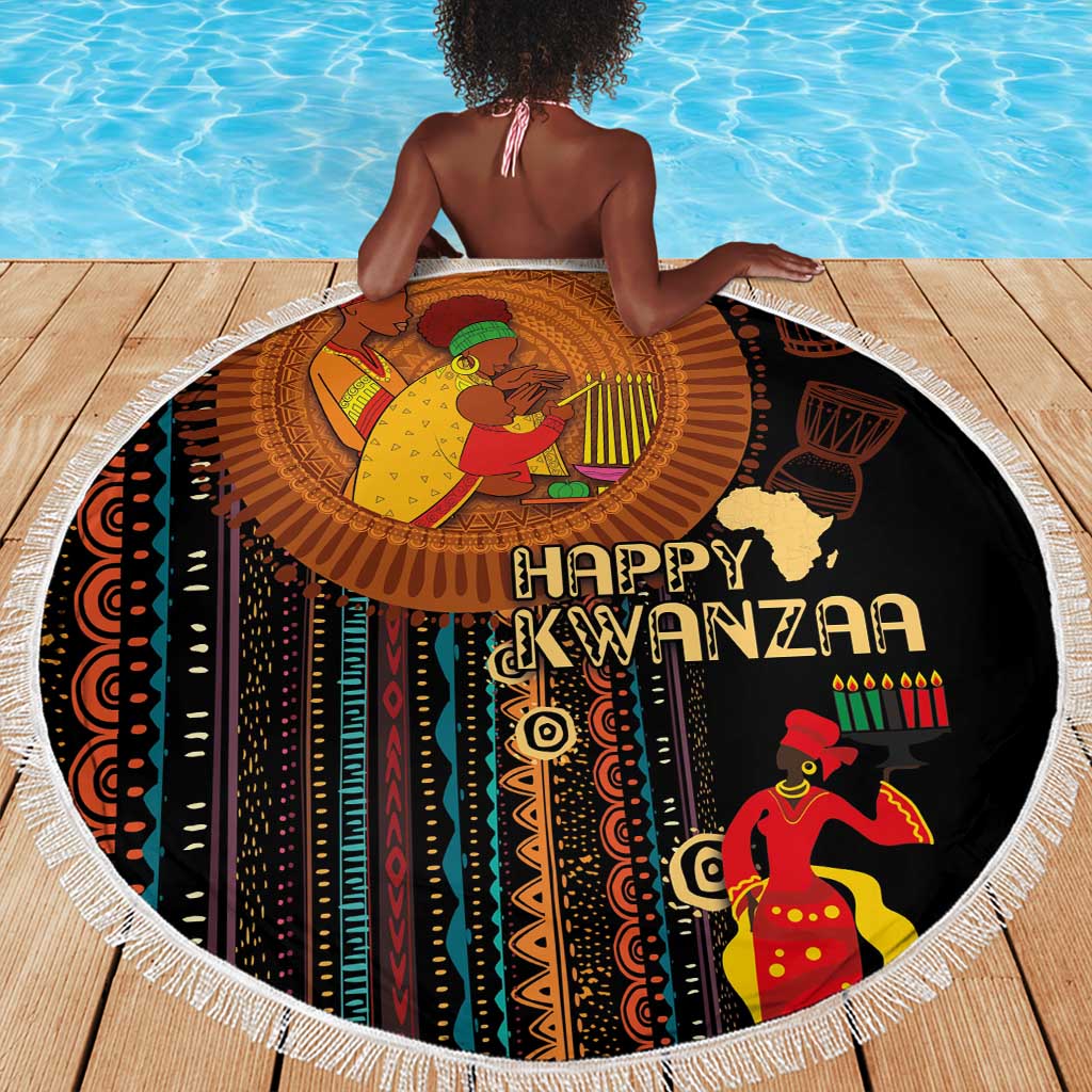 Happy Kwanzaa African Beach Blanket - Tribal Pattern