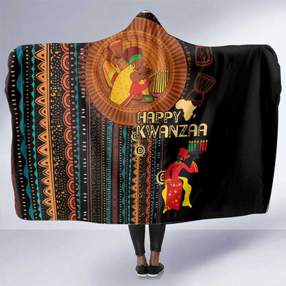 Happy Kwanzaa African Hooded Blanket - Tribal Pattern
