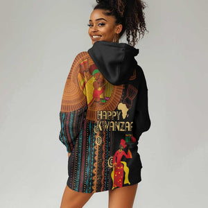 Happy Kwanzaa African Hoodie Dress - Tribal Pattern
