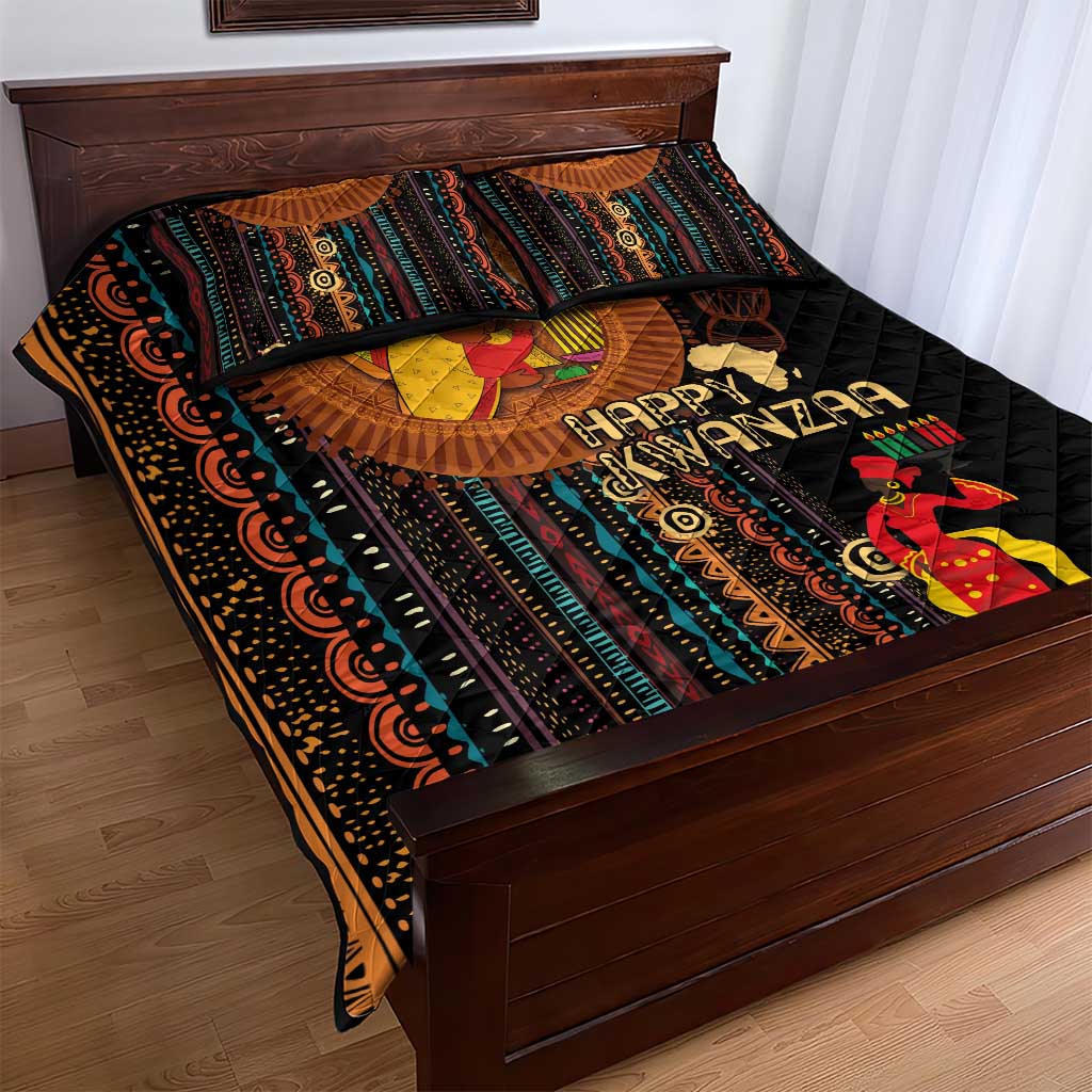 Happy Kwanzaa African Quilt Bed Set - Tribal Pattern