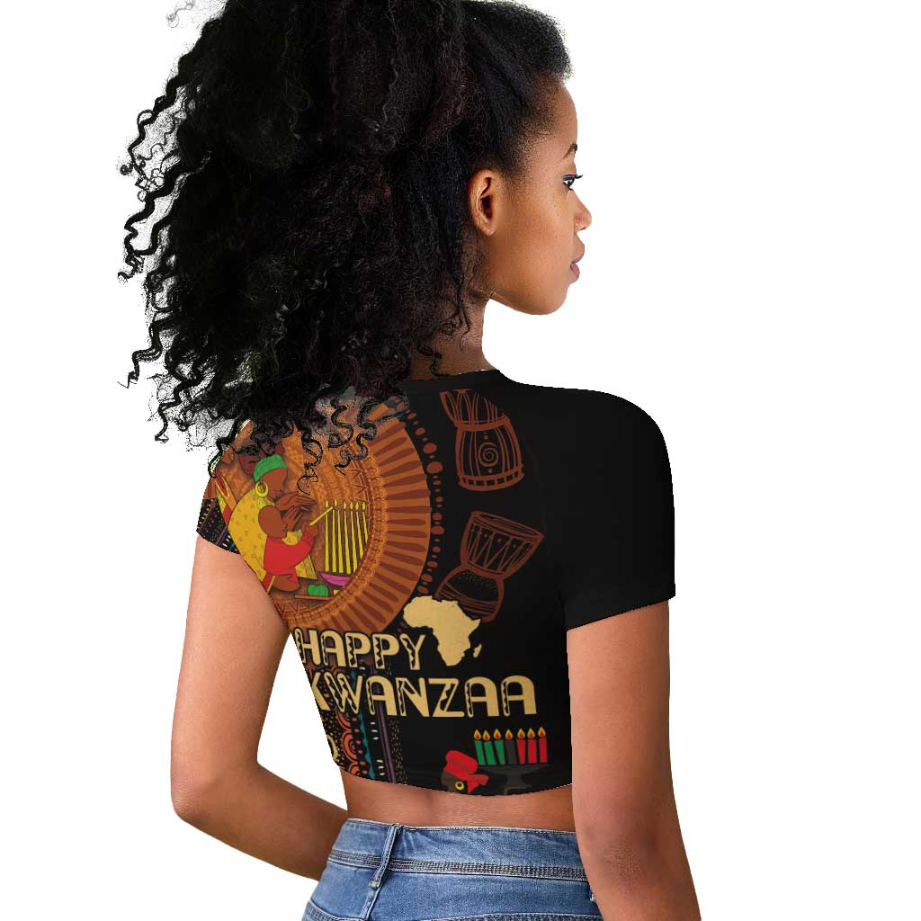 Happy Kwanzaa African Raglan Cropped T shirt - Tribal Pattern