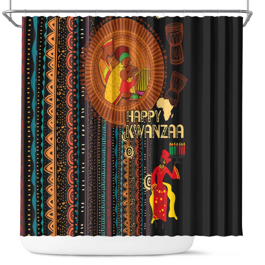 Happy Kwanzaa African Shower Curtain - Tribal Pattern