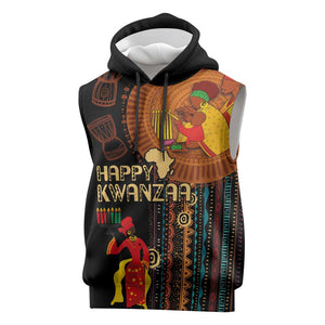 Happy Kwanzaa African Sleeveless Hoodie - Tribal Pattern - African Pride