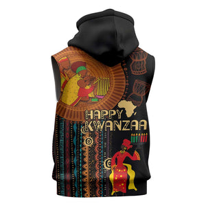 Happy Kwanzaa African Sleeveless Hoodie - Tribal Pattern - African Pride