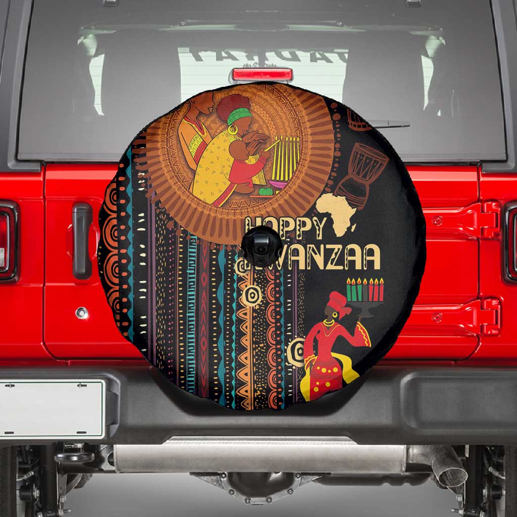 Happy Kwanzaa African Spare Tire Cover - Tribal Pattern