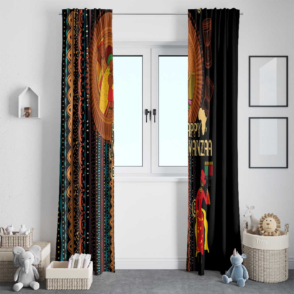Happy Kwanzaa African Window Curtain - Tribal Pattern
