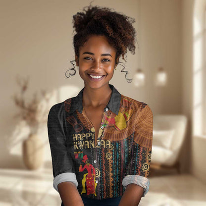Happy Kwanzaa African Women Casual Shirt - Tribal Pattern LT03