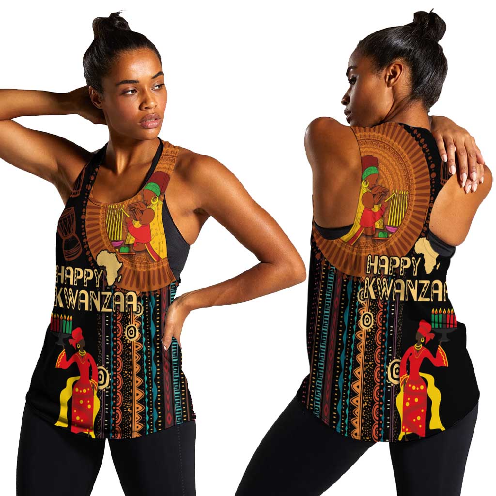 Happy Kwanzaa African Women Racerback Tank - Tribal Pattern