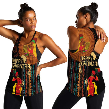 Happy Kwanzaa African Women Racerback Tank - Tribal Pattern