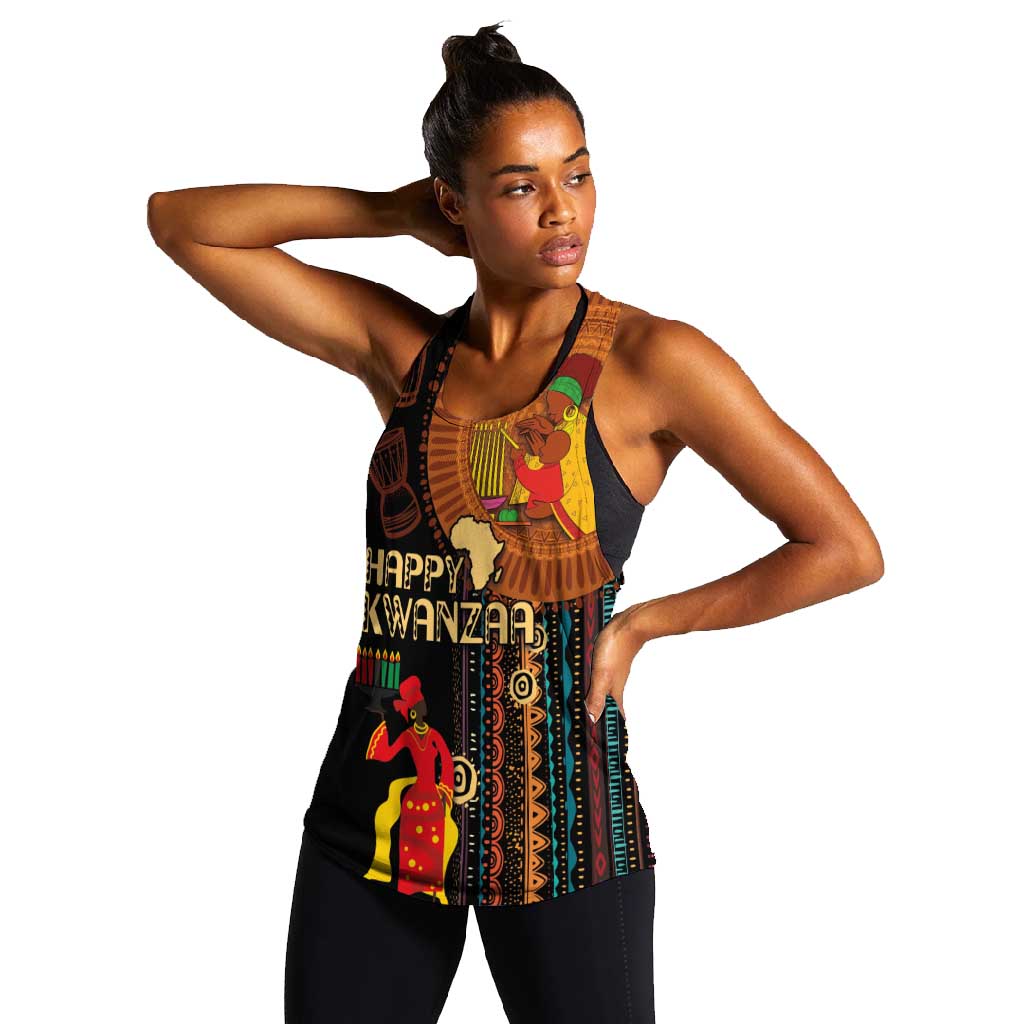 Happy Kwanzaa African Women Racerback Tank - Tribal Pattern