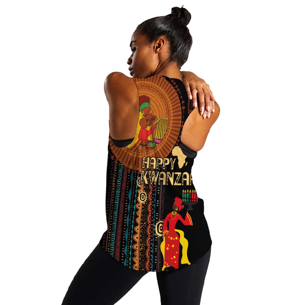Happy Kwanzaa African Women Racerback Tank - Tribal Pattern