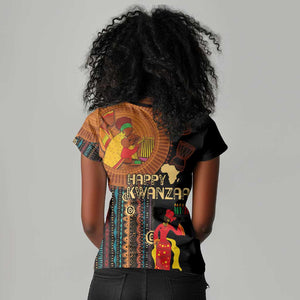 Happy Kwanzaa African Women V-Neck T-Shirt - Tribal Pattern