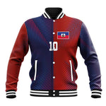 Custom Haiti National Football Baseball Jacket Red Blue The Half Sporty Design - African Pride