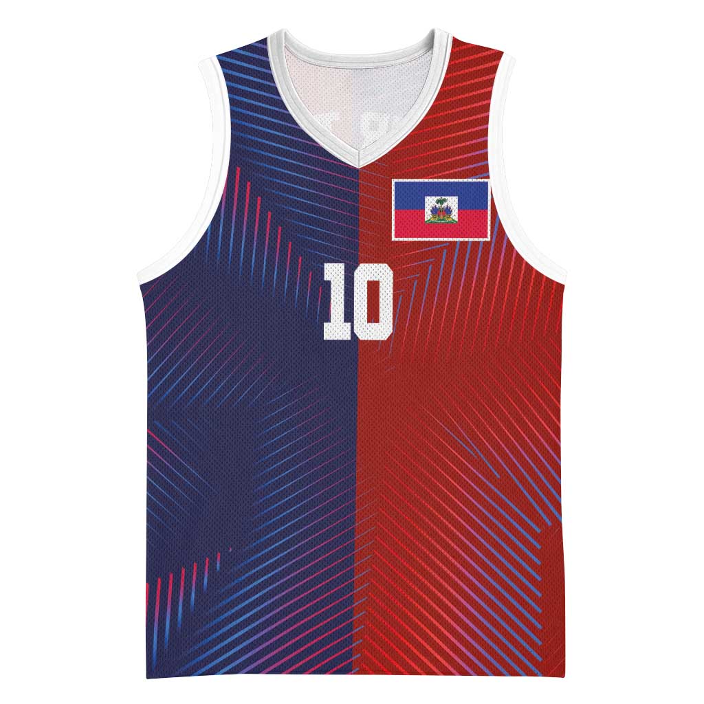 Custom Haiti National Football Basketball Jersey Red Blue The Half Sporty Design - African Pride