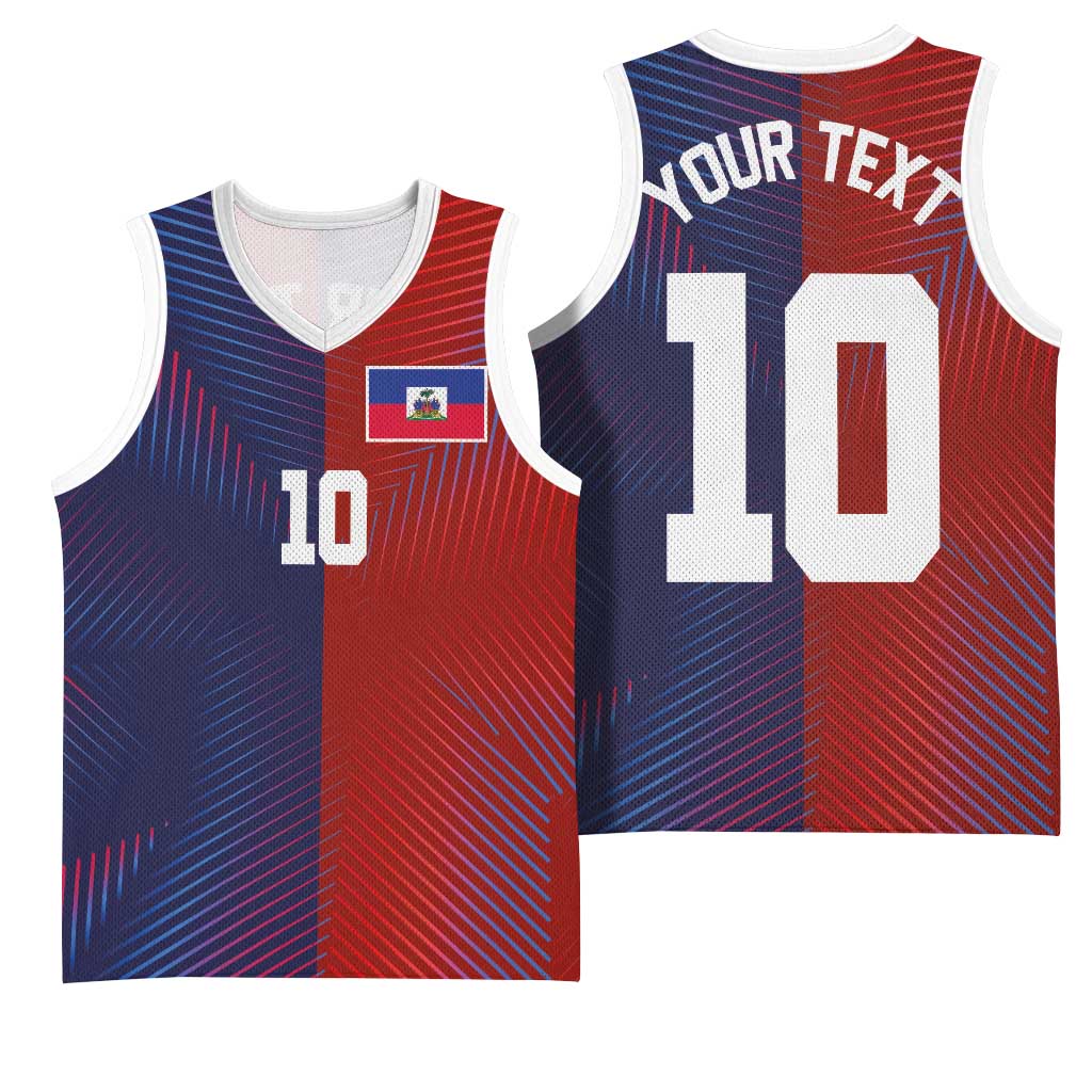 Custom Haiti National Football Basketball Jersey Red Blue The Half Sporty Design - African Pride