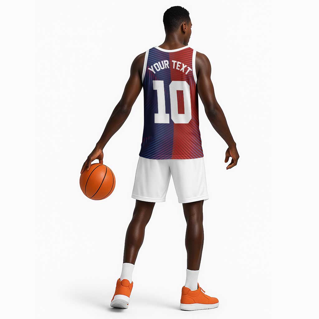 Custom Haiti National Football Basketball Jersey Red Blue The Half Sporty Design - African Pride