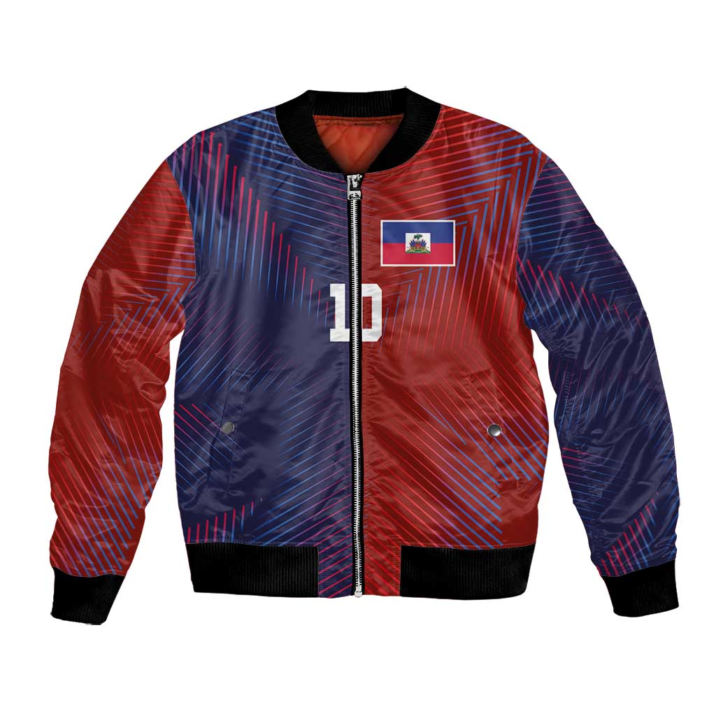 Custom Haiti National Football Bomber Jacket Red Blue The Half Sporty Design - African Pride