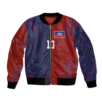 Custom Haiti National Football Bomber Jacket Red Blue The Half Sporty Design - African Pride