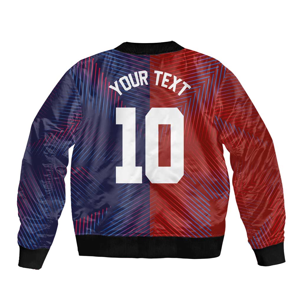Custom Haiti National Football Bomber Jacket Red Blue The Half Sporty Design - African Pride