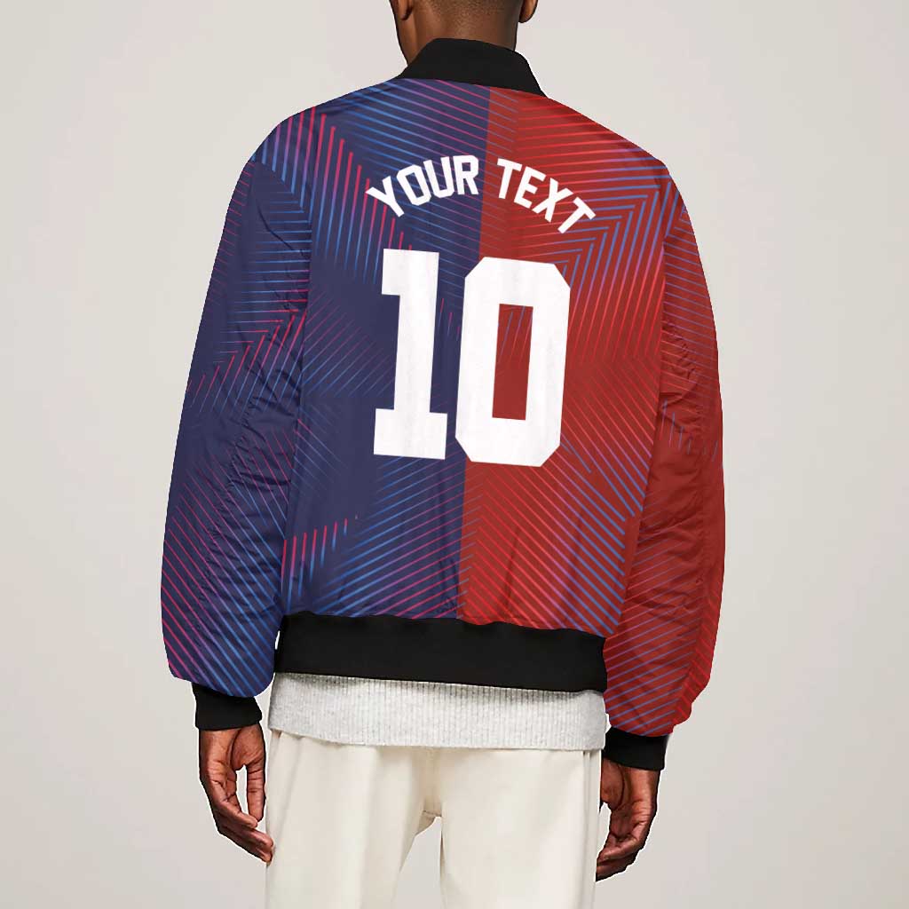 Custom Haiti National Football Bomber Jacket Red Blue The Half Sporty Design - African Pride