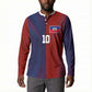 Custom Haiti National Football Button Sweatshirt Red Blue The Half Sporty Design