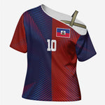 Custom Haiti National Football Cross Shoulder Shirt Red Blue The Half Sporty Design - African Pride