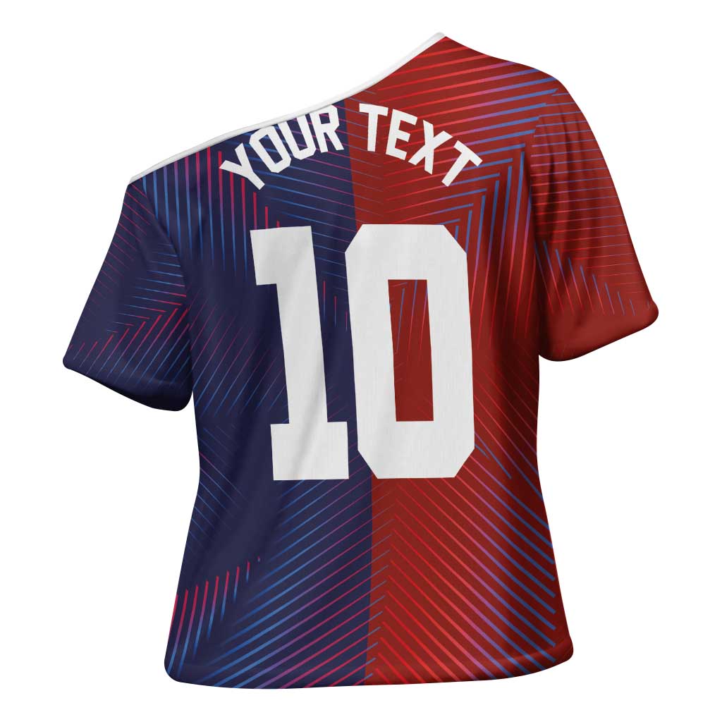 Custom Haiti National Football Cross Shoulder Shirt Red Blue The Half Sporty Design - African Pride