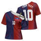 Custom Haiti National Football Cross Shoulder Shirt Red Blue The Half Sporty Design - African Pride