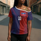 Custom Haiti National Football Cross Shoulder Shirt Red Blue The Half Sporty Design - African Pride